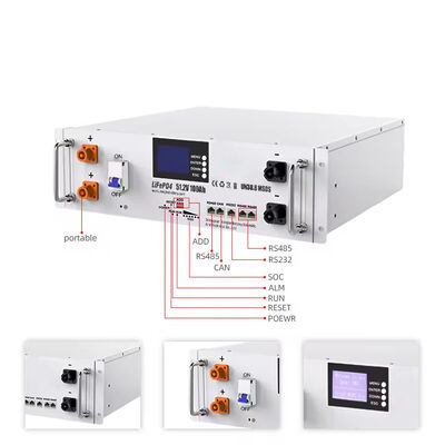 qualità Batteria di accumulo al litio Yunfan Factory da 5,12 kWh per montaggio su rack 51,2V 100Ah 6000 cicli compatibile con la maggior parte degli inverter solari OEM ODM fabbrica
